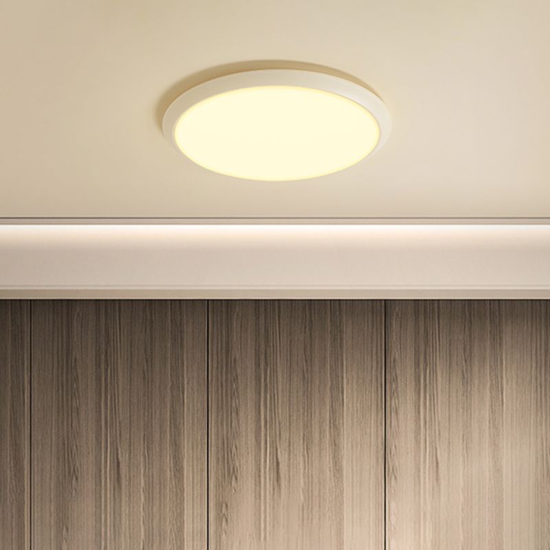 Lámpara de techo empotrada de forma redonda de metal, iluminación empotrada de 1 luz de estilo moderno en blanco