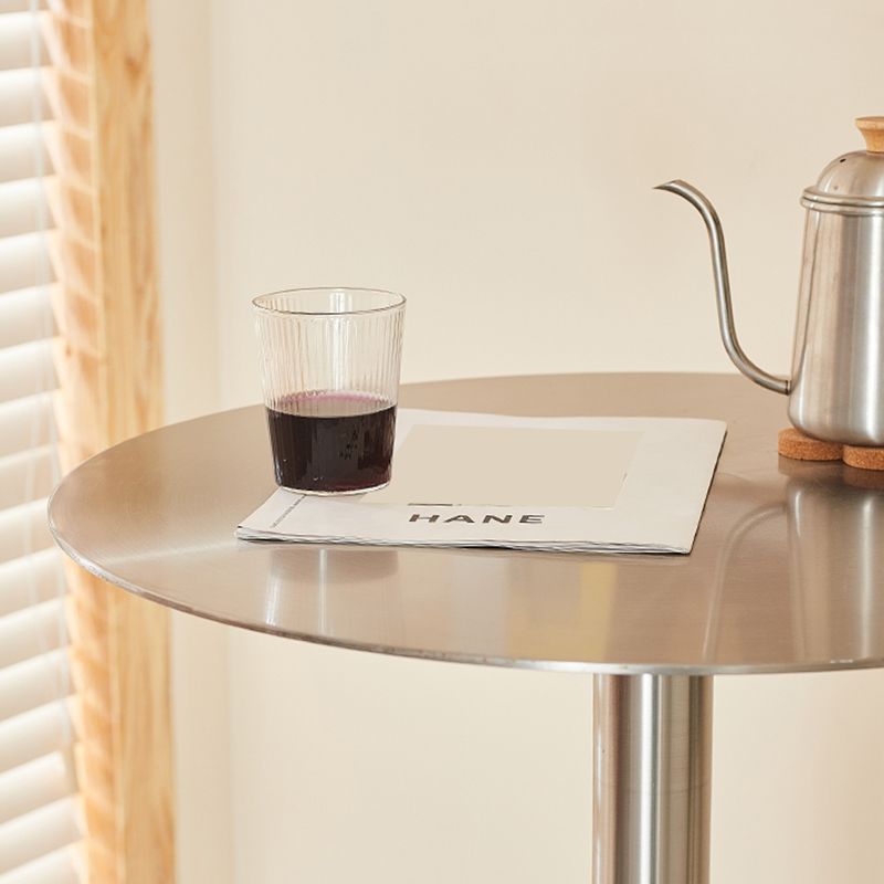 Stainless Steel Round Bar Dining Table Outdoor-Indoor Pedestal Bar Table