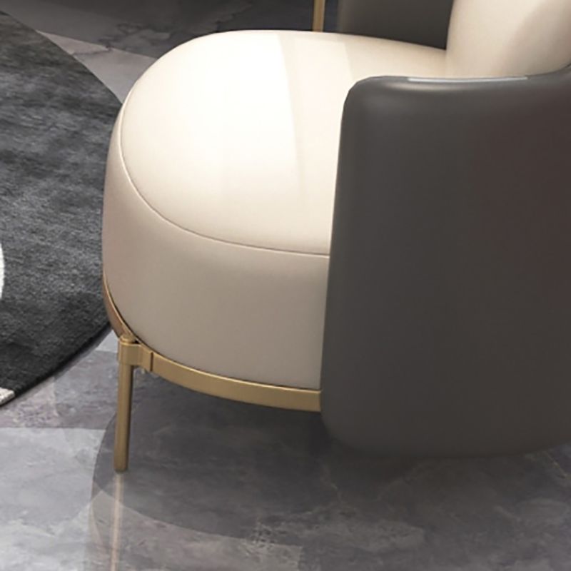 Tuxedo Arm Standard Sofa Leather and Iron Seating in Beige for Bonus Room