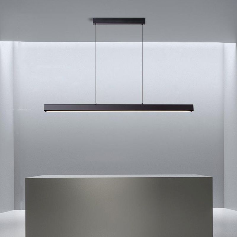 Linear Wood Island Light Fixture Modern Ceiling Pendant Light for Dining Room