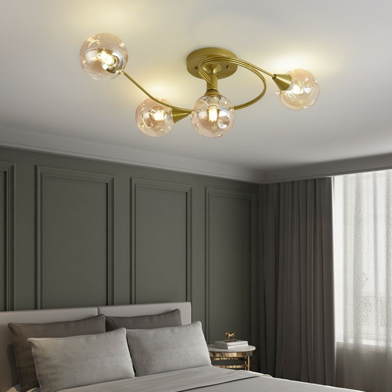 Glass Round Ceiling Lighting Nordic-Style Ceiling Light Fixture for Living Room