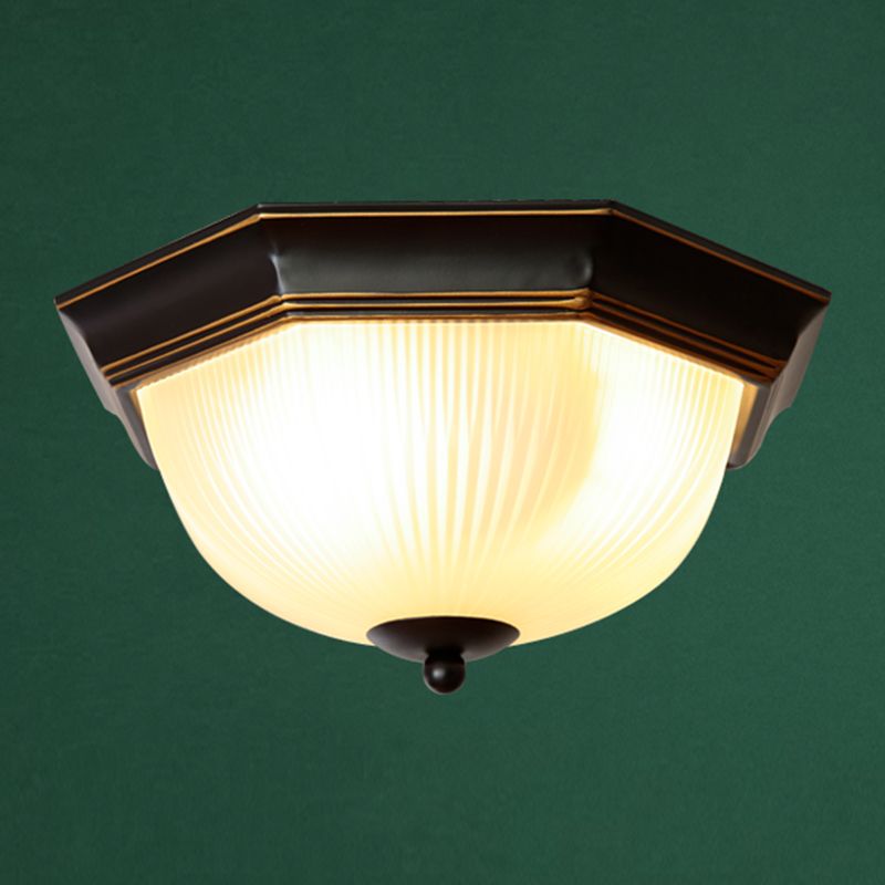 Traditional Dome Flush Ceiling Light Glass Flush Mount Lamp in Black