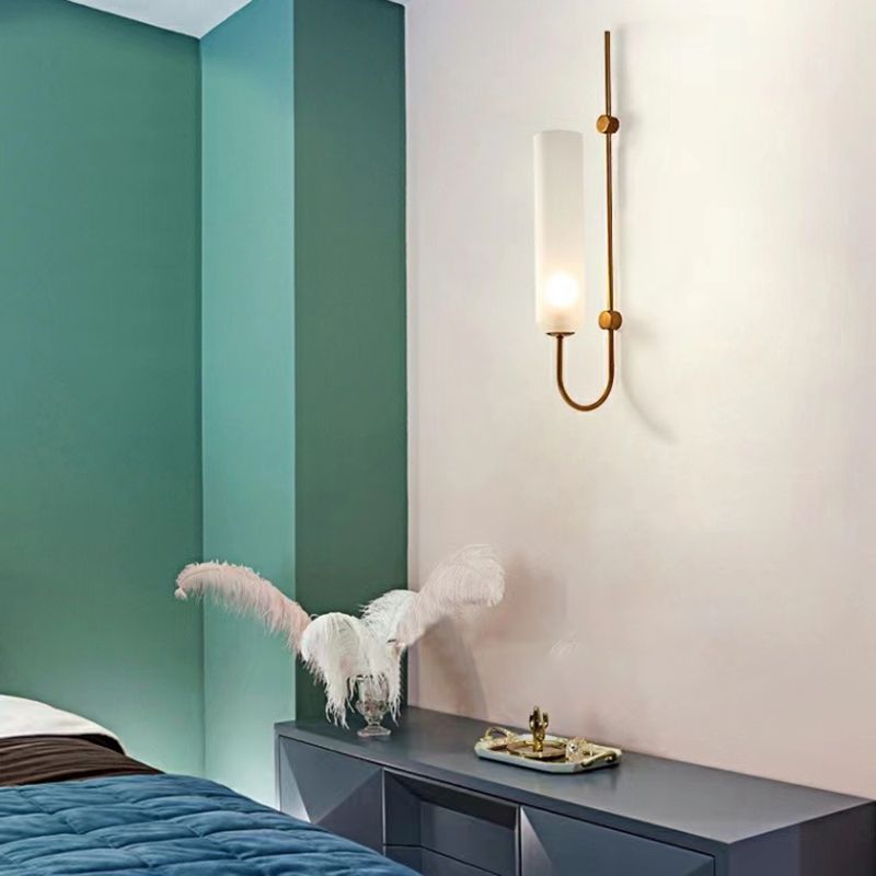 Glass Cylinder Wall Light Sconces Minimalism 1 Light Wall Mounted Lamp