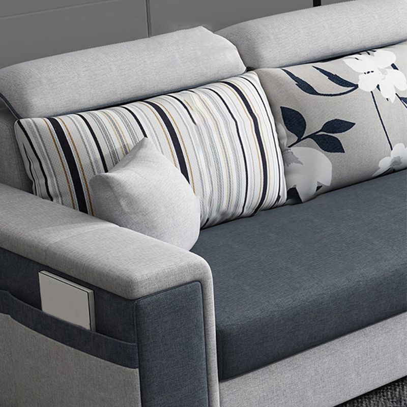 Dark Gray Removable Cushions Pillow Top Arm Sofa/Sectional with Slipcover and Storage