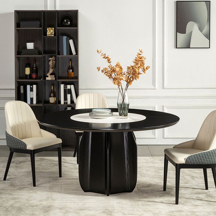 Solid Wood Dining Table Set 1/4/5/7 Pcs Pedestal Dining Table with Upholstered Chairs