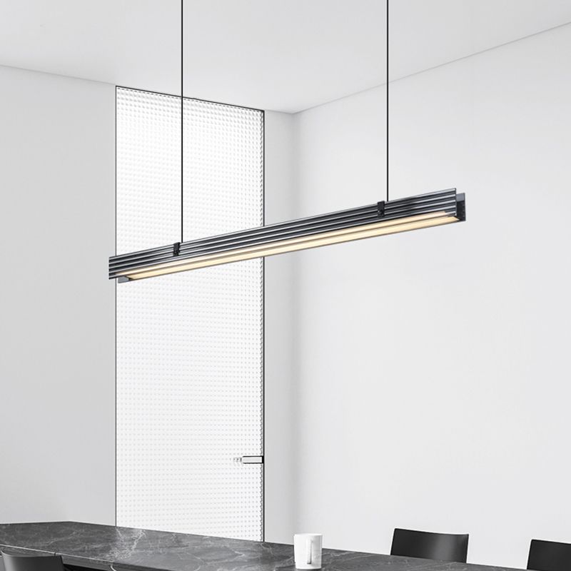 Modern Island Lamp LED Simple Island Hanging Lamp with Glass Shade for Dining Room