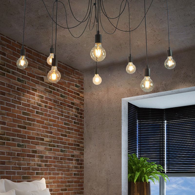 8 lampen Spider plafondlamp Industrial Black Metal Swag Hangluchting voor restaurant