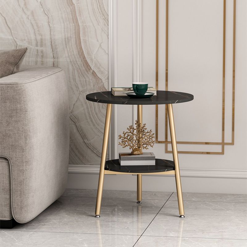 21.6"H X 19.6"W X 19.6"D Round Slate Top Side Table Metal 3 Legs End Table