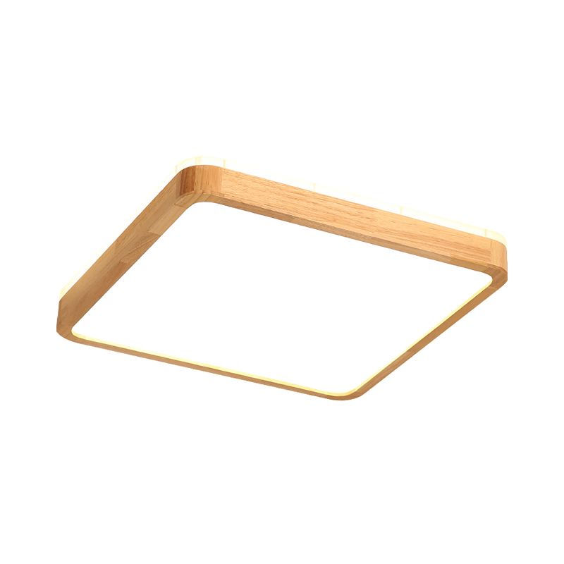 Minimalismo quadrato/oblungo lampada da soffitto in legno salotto illuminazione a LED da incasso in beige, lunghezza 17"/21"/25,5"