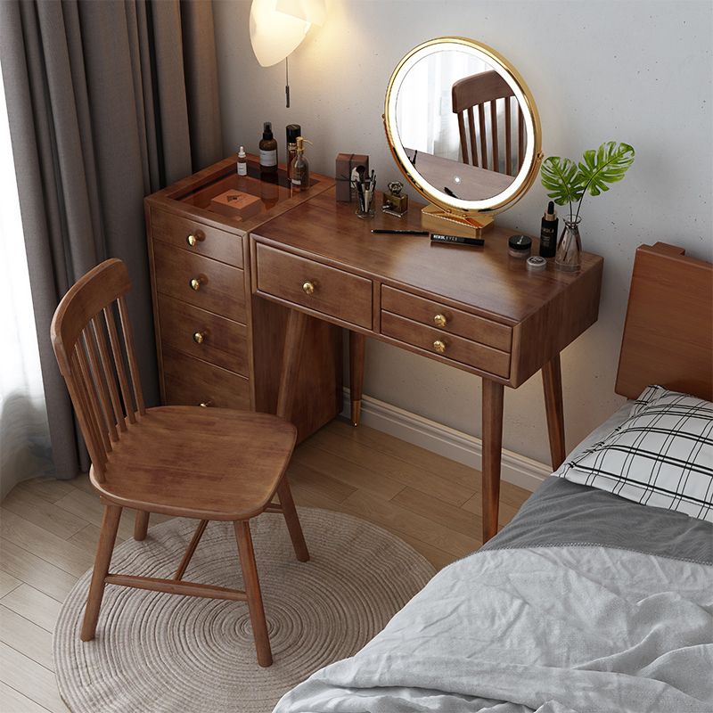 Scandinavian Dressing Table with Drawers Solid Wood Makeup Counter
