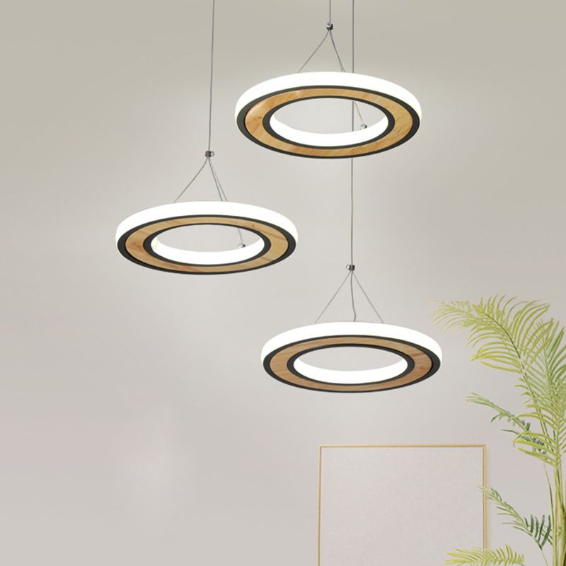 Anillo de metal LED Lighting Modern Style Modern 3 Lights Multi lámparas Coste en negro para sala de estar