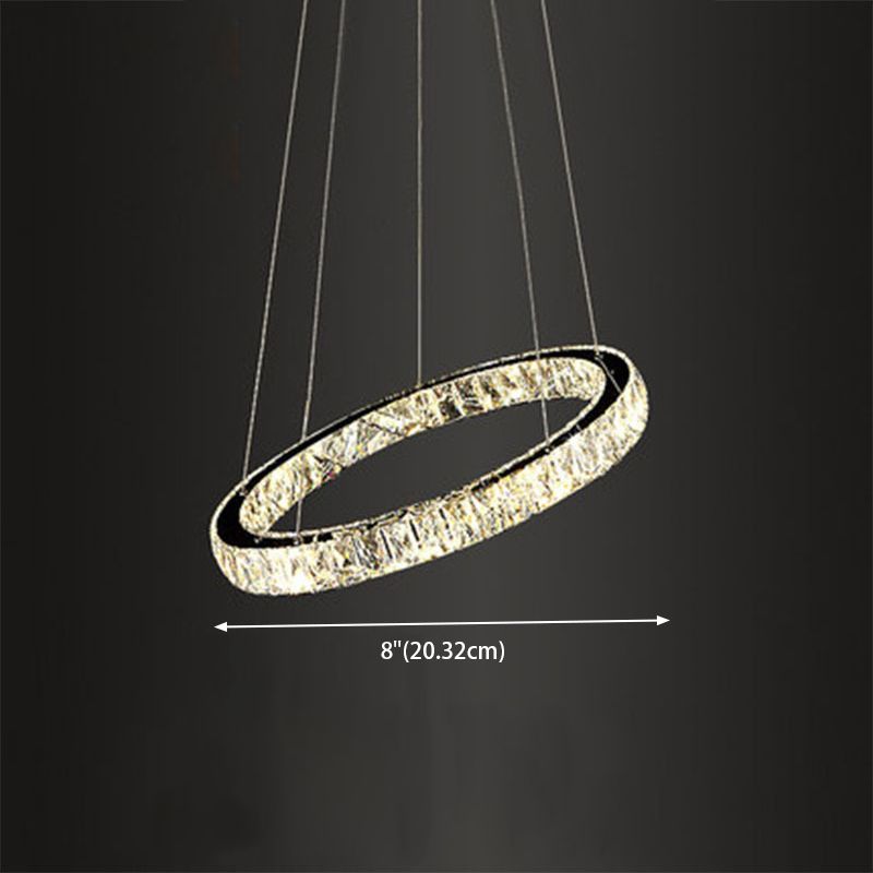 Orbicular Crystal Hanging Ceiling Light Modern Style Clear Chandelier Ceiling Lamp