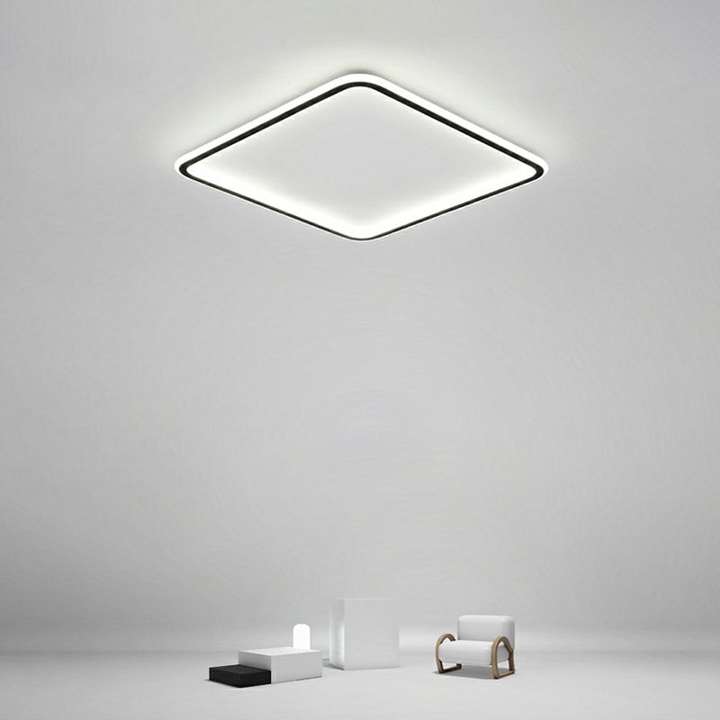 Ultrathin Square LED Flush Light Fixture Minimalist Acrylic Bedroom Ceiling Lamp in Black