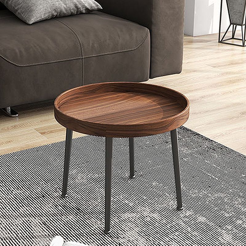 French Country Style Cocktail Table Walnut/black Solid Wood Round Coffee Table