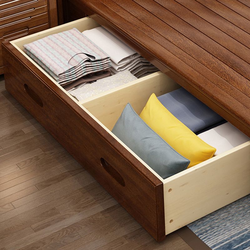 Traditional Solid Wood with Headboard Rectangular Panel Panel Bed