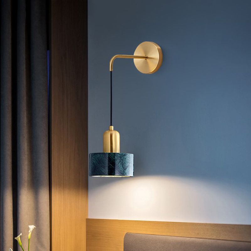 Modern Metal Wall Light Gold 6" Wide Wall Sconce with Marble for Bedroom