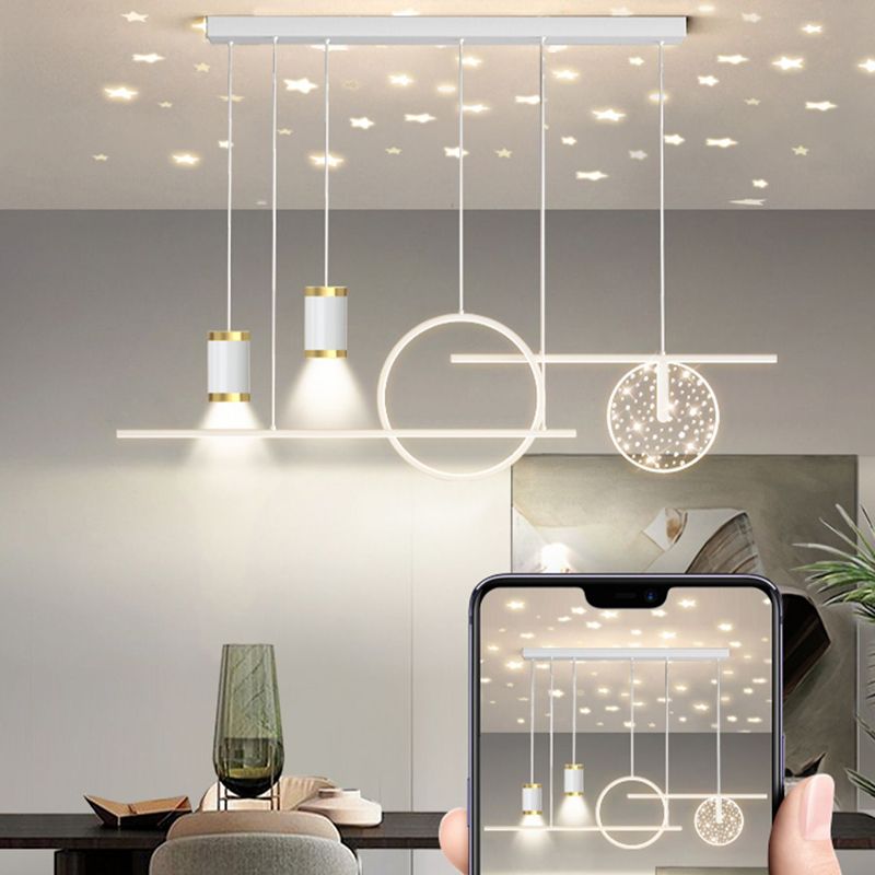 Modern Simple Metal Hanging Lamp Circle Shape Island Light Fixture for Living Room