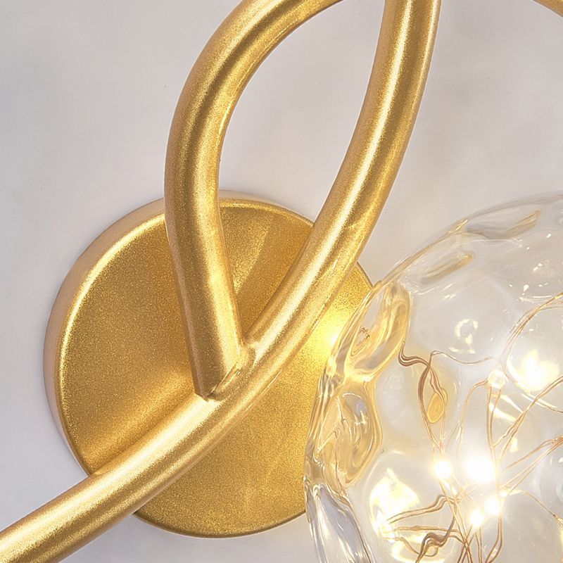 2-Lights Branch Metal Arm Sconce Lights Globe Glass Shade Nordic Style LED Wall Mount Lamp