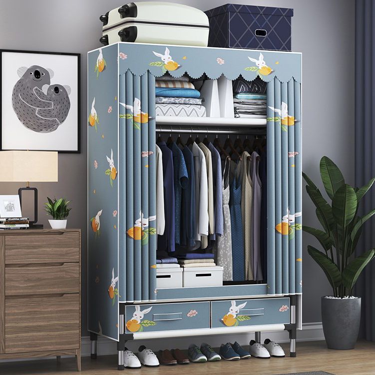 Contemporary Wardrobe Metal Bedroom Wardrobe Closet with Shelves
