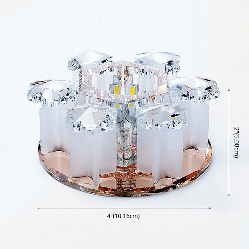 Mushroom Shaped Crystal Downlight Modern LED Flush Mount Recessed Lighting for Hallway