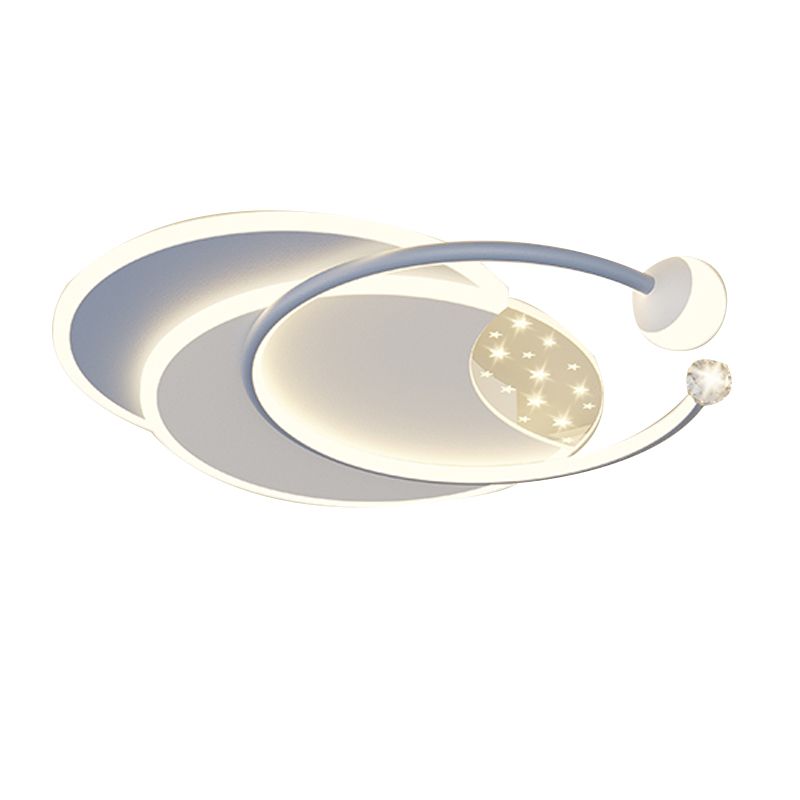 Modern Metal LED Flush Mount Geometric Shape Ceiling Lamp with Acrylic Shade for Bedroom