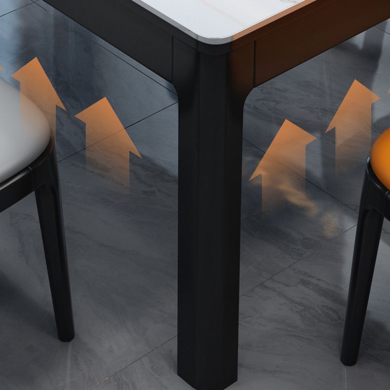 Modern Style Dining Room Dinner Table Stone 4 Legs Dining Table