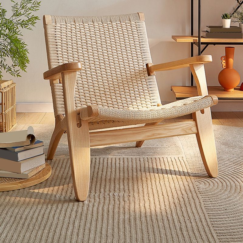 Scandinavian Wood Accent Armchair Solid Wood Frame Accent Armchair