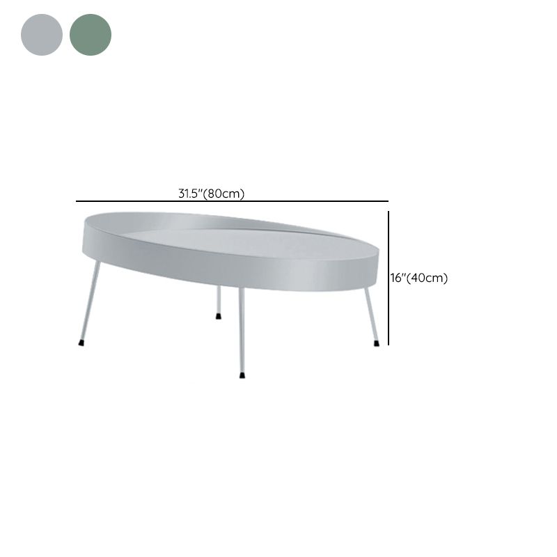 Mid Century Iron Round Coffee Table 2 Pieces Tray Top Cocktail Table Set