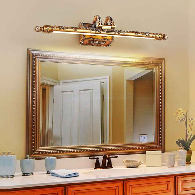 Bar Shaped Vanity Mirror Lamp Traditional Resin Bathroom LED Wall Light