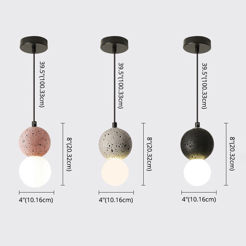 Round Terrazzo Mini Hanging Light Nordic Minimalism Style 1-Light Pendant for Bedside