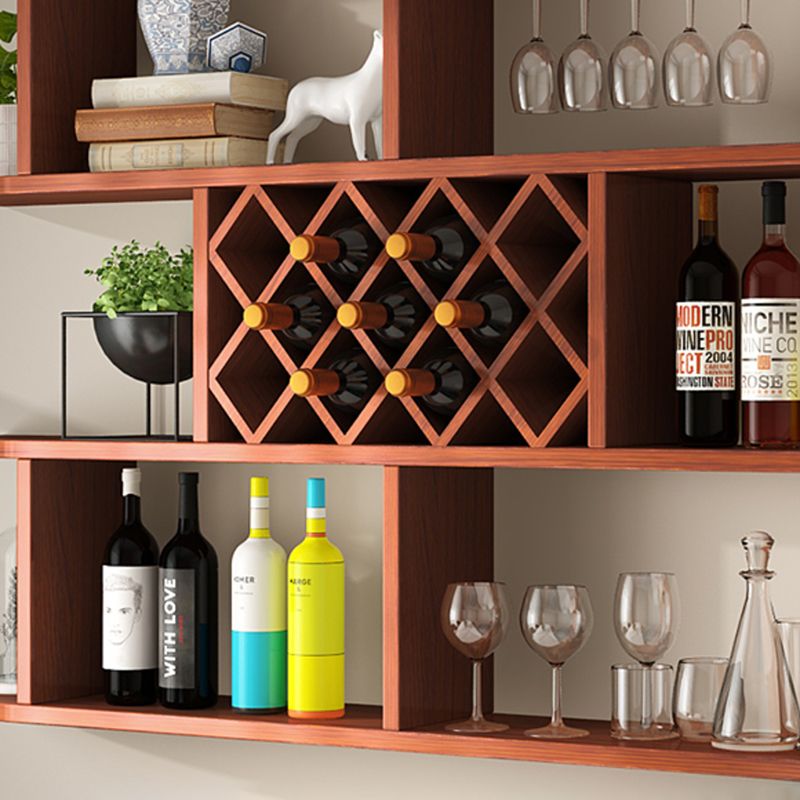 Wood Wall Mounted Modern Wine Rack Wine Stemware Holder for Home