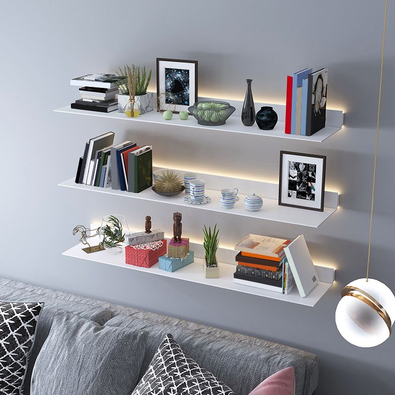 Modern Metal Bookcase 1-tier Wall Mounted Bookshelf in Burnish.