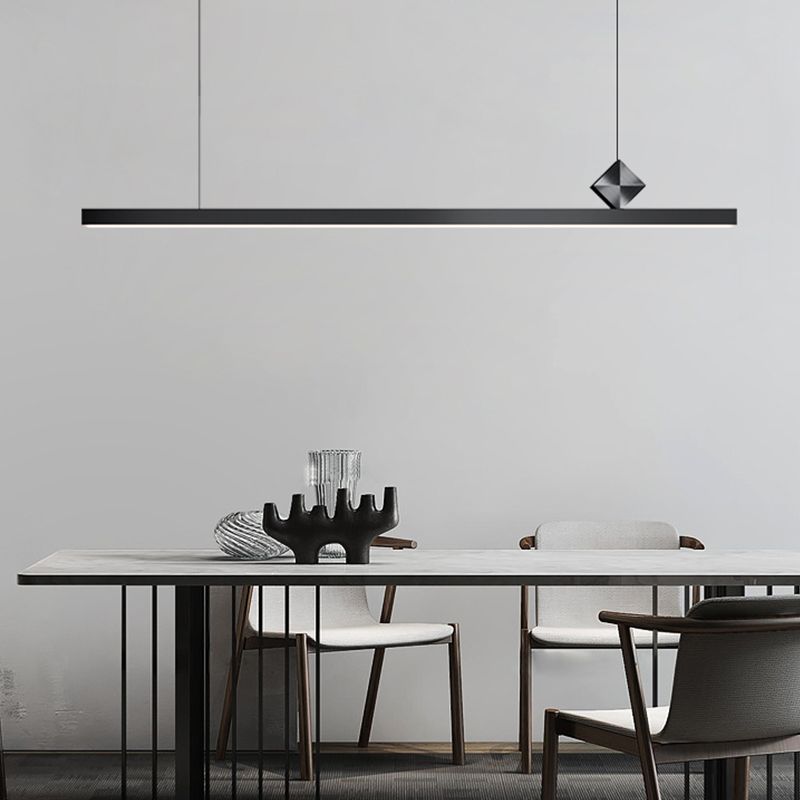 Modern Aluminum Island Light Straight Black Island Pendant for Dining Room