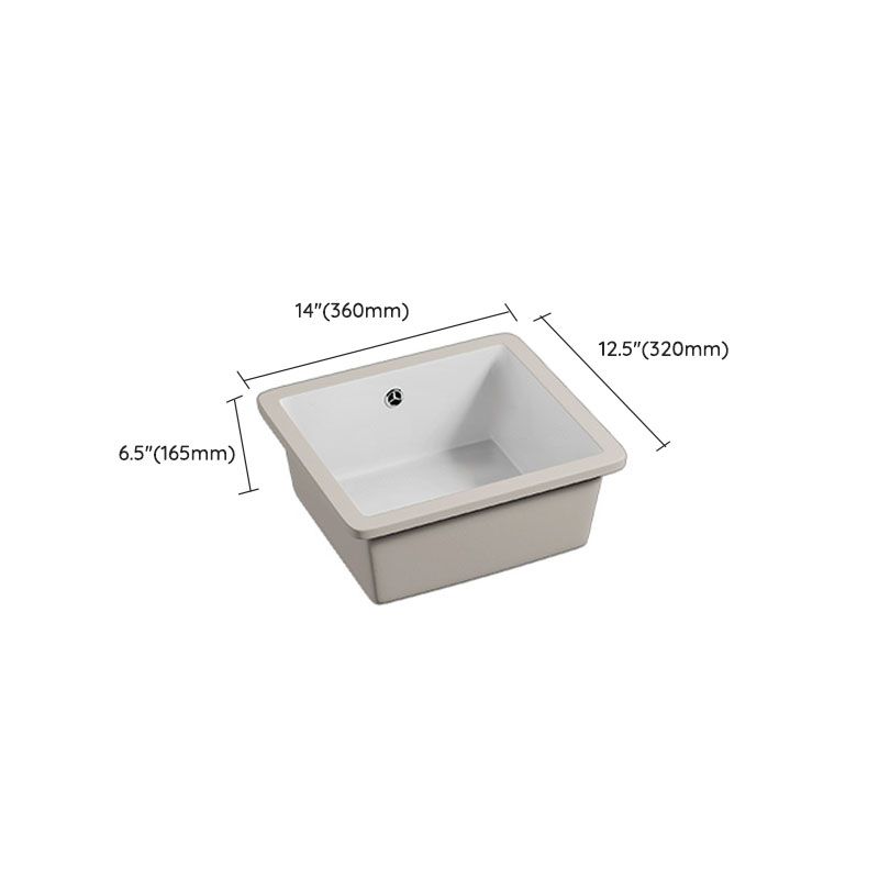Bathroom Sink Ceramic Pull-out Faucet White Rectangular Washroom Sink