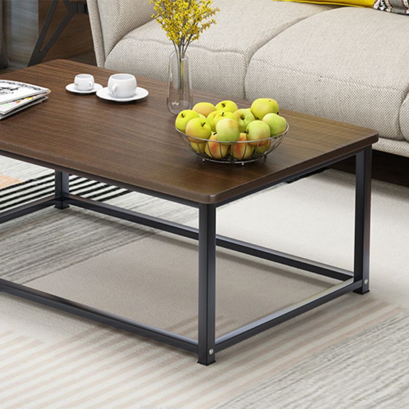 Modern Style Rectangular Wooden Table with Metal Frame Base Coffee Table