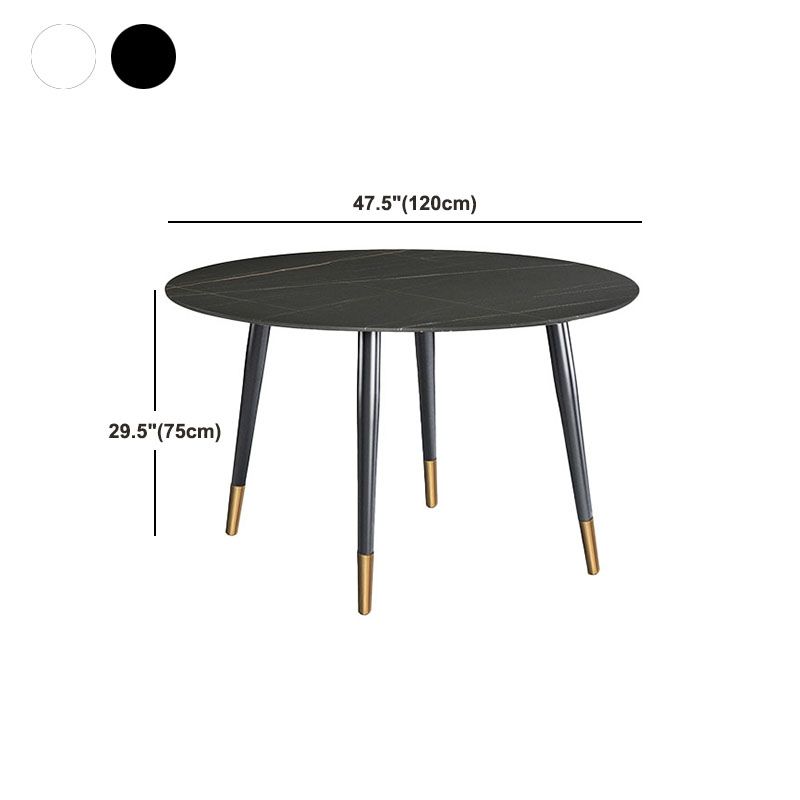 Traditional Luxury Dining Table Stone and Metal Round Tripod Base Dining Table