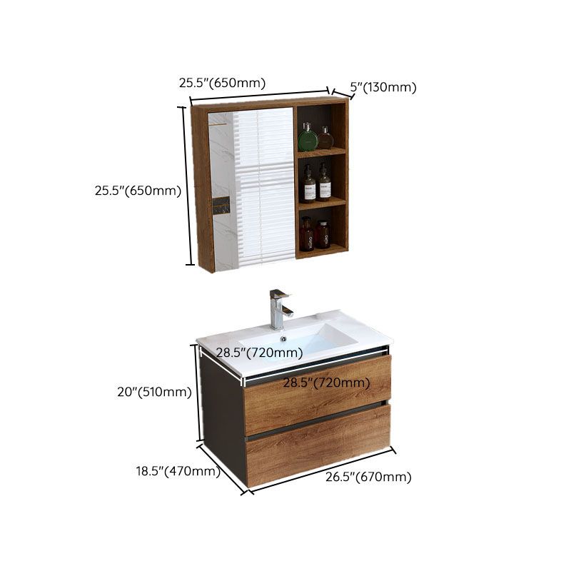 2 Drawers Vanity Wood Frame Freestanding Shelving Included Mirror Single Sink Vanity