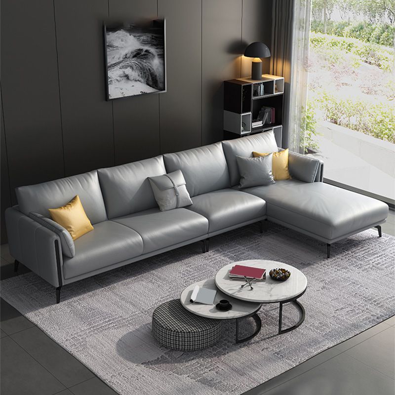 Gray Faux Leather Straight Arm Sofa/Sectionals with water proof for Living Room