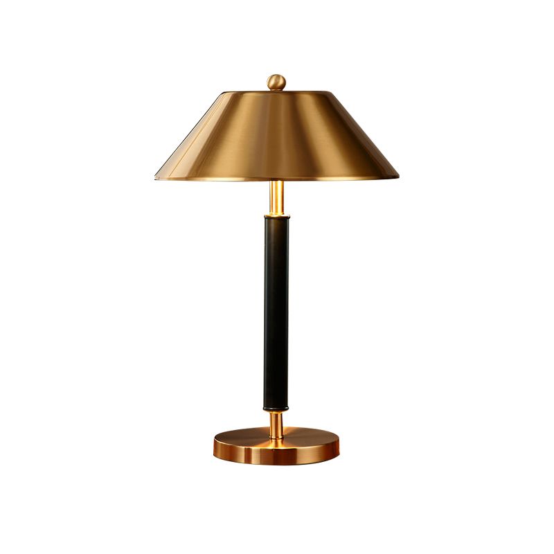 Cone Shaped Night Table Lamp Minimalist Style Metal Bedroom Table Light in Black