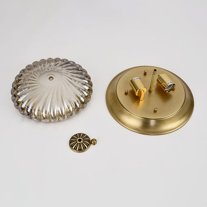 Glass Shade Ceiling Lamp Simplistic Aisle Brass Ceiling Mounted Light