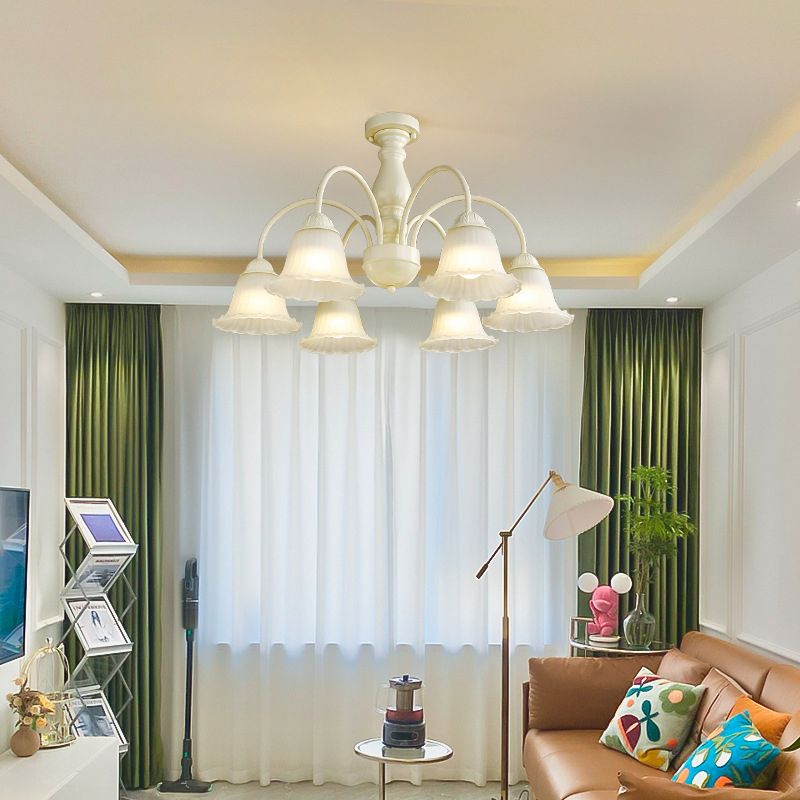 Modern Ceiling Lamp Metal Flush Mount Light Fixture with Glass Shade for Bedroom