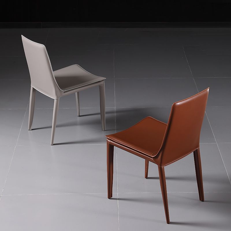 Designer Style Leather Restaurant zijstoel Solid Back Dining Chair (set van 2)