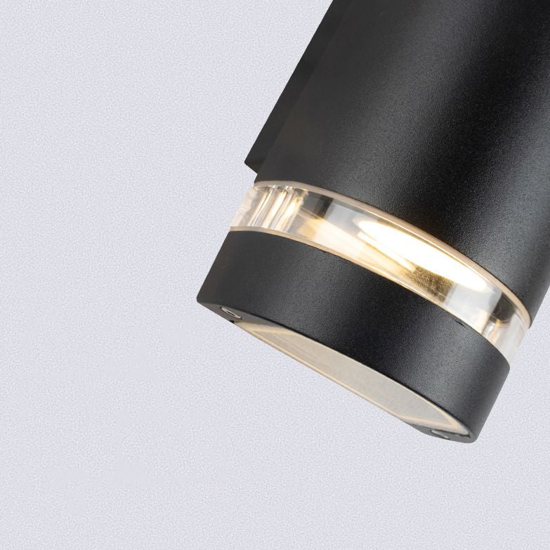 2-Lights Up & Down Lighting Cylindrical Wall Sconce 9" H Garden Corridor Lighting Fixture in Black