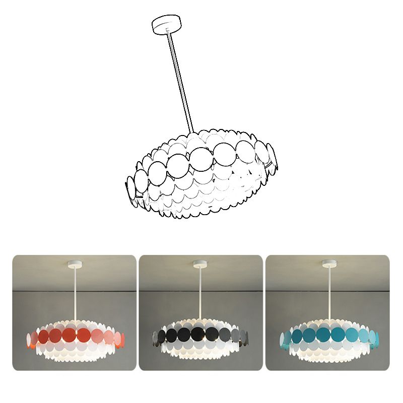 Living Room Pendant Chandelier Nordic Style Chandelier Lighting Fixture with Circle Metal Shade