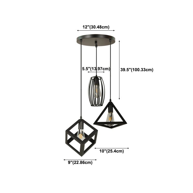 Geometric Island Light Industrial Hanging Lighting Fixture for Dining Room