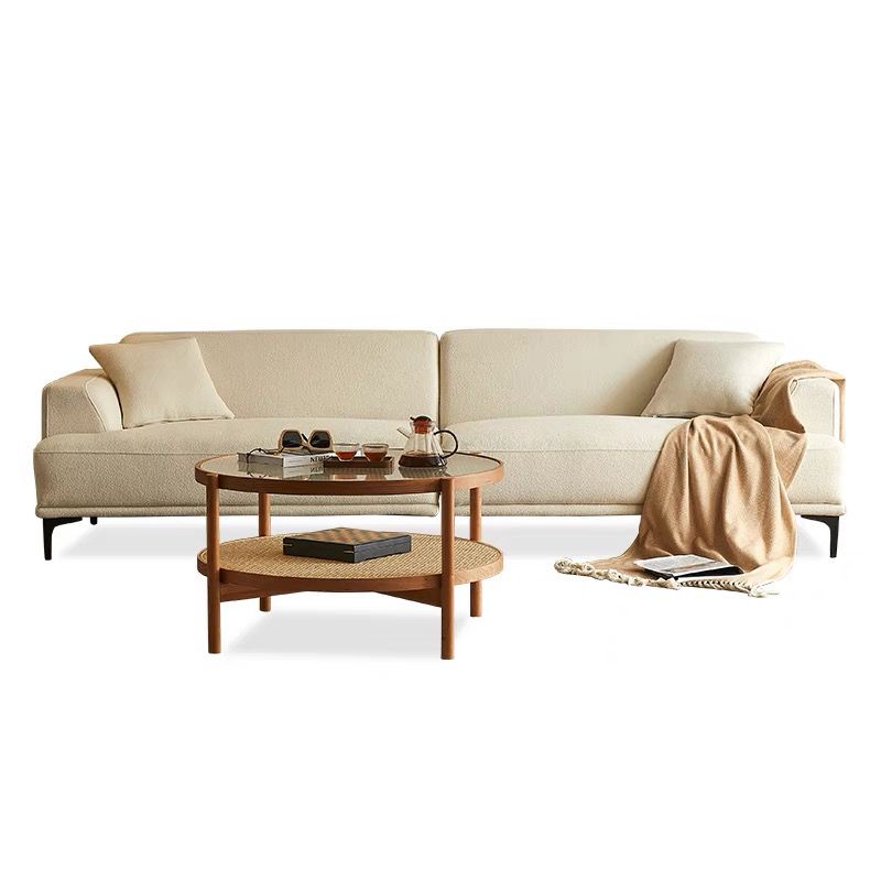Modern White Upholstery with Built-in Armrest and Cushioned Suede Back