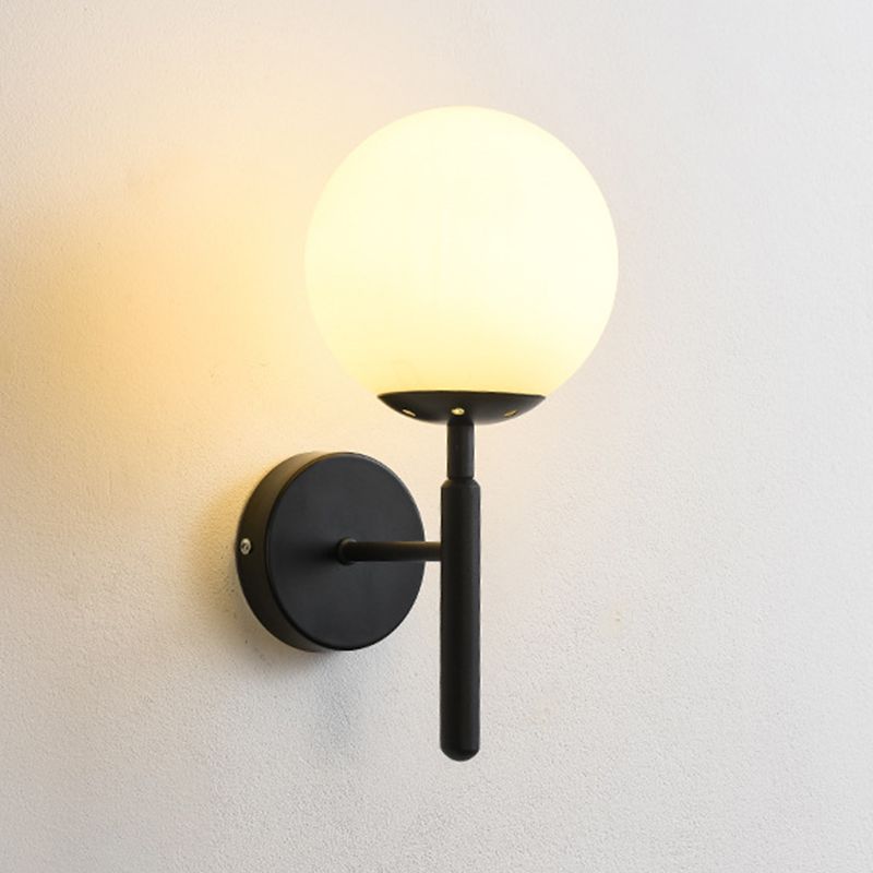 Contemporary Single Head Wall Sconce Glass Ball Shade Wall Mounted Light for Living Room