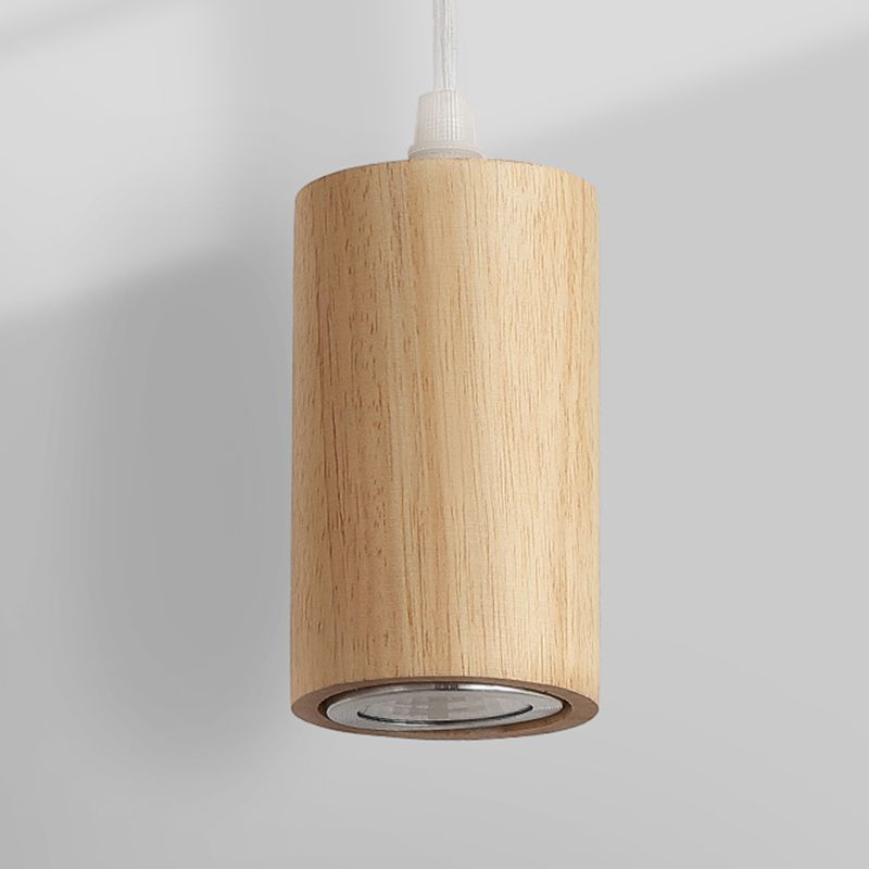 Natural Wood Circle Chandelier Simplicity LED Pendant Light with Spotlight