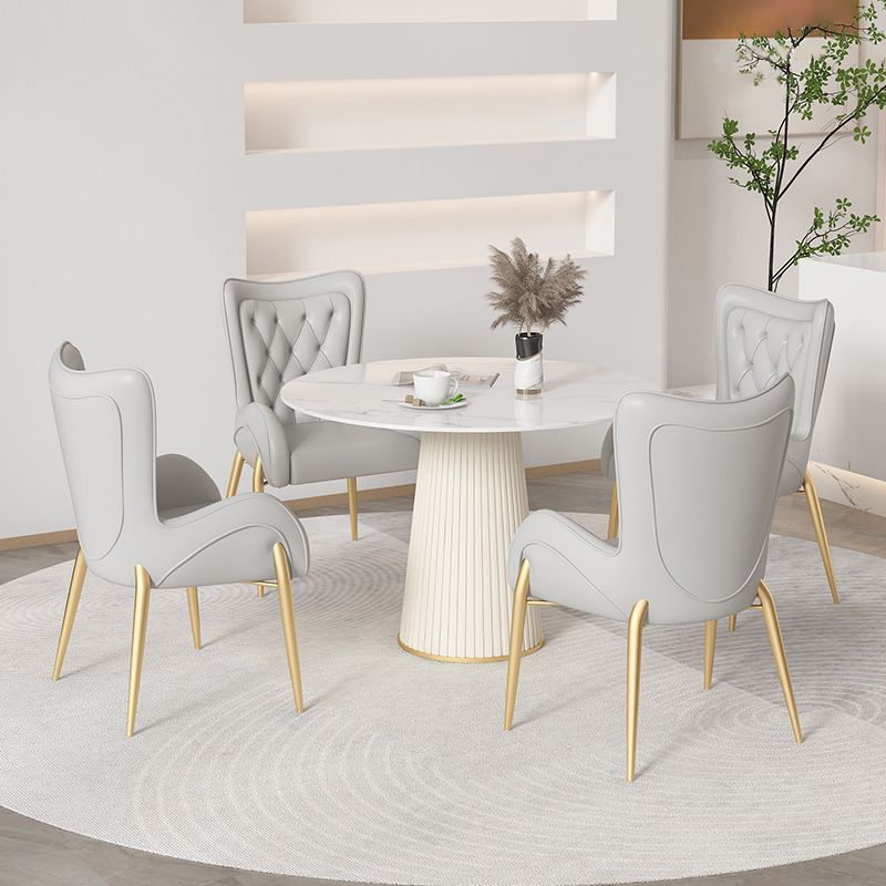 Nordic 1/4/5 Pieces Dining Set Round Stone Dining Table for Dining Room