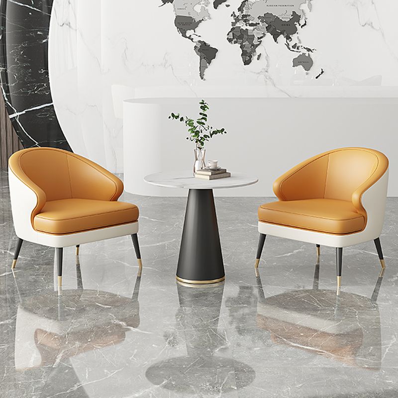 23.62" Wide Arm Chair Faux Leather Recessed Arms Accent Chair